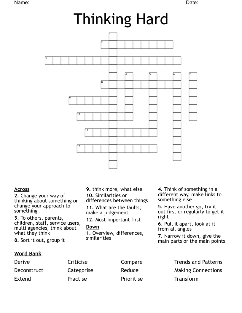 how to do your best thinking crossword Think! crossword