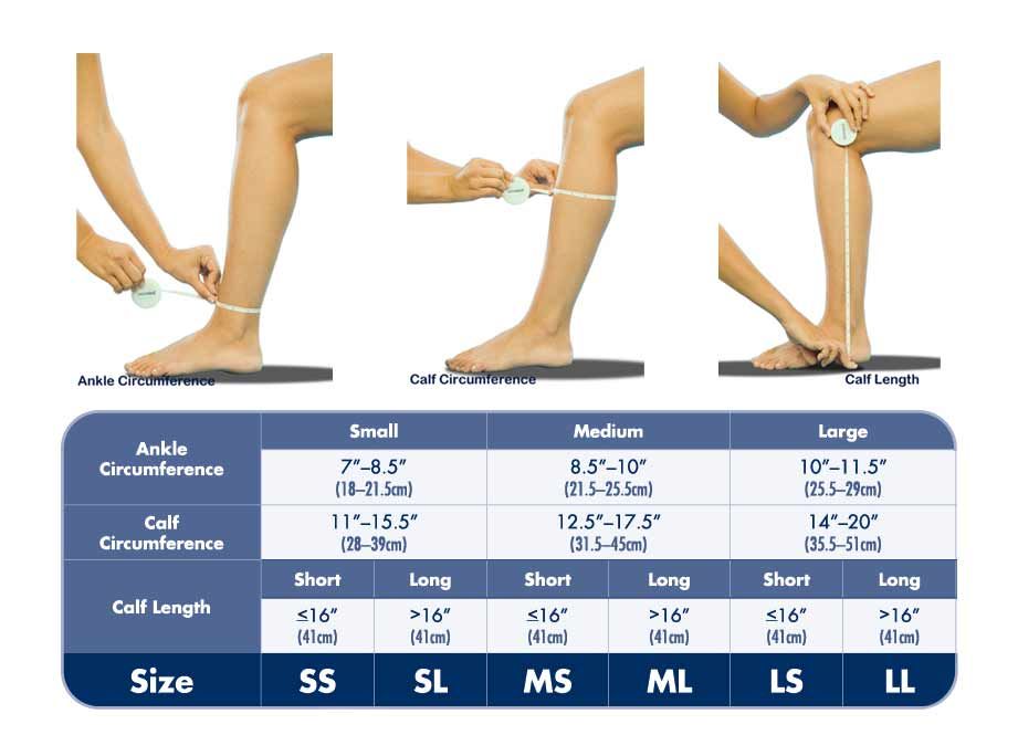 Compression Socks Sizes Chart