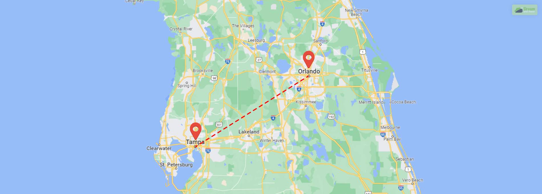 how far from tampa to orlando Tampa florida day trips and one tank trips 100 miles or less