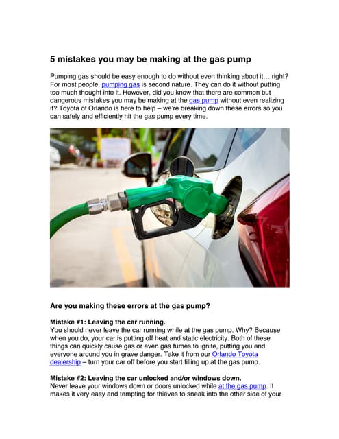 how does the gas pump know when to stop Don't make these common but dangerous mistakes at the gas pump