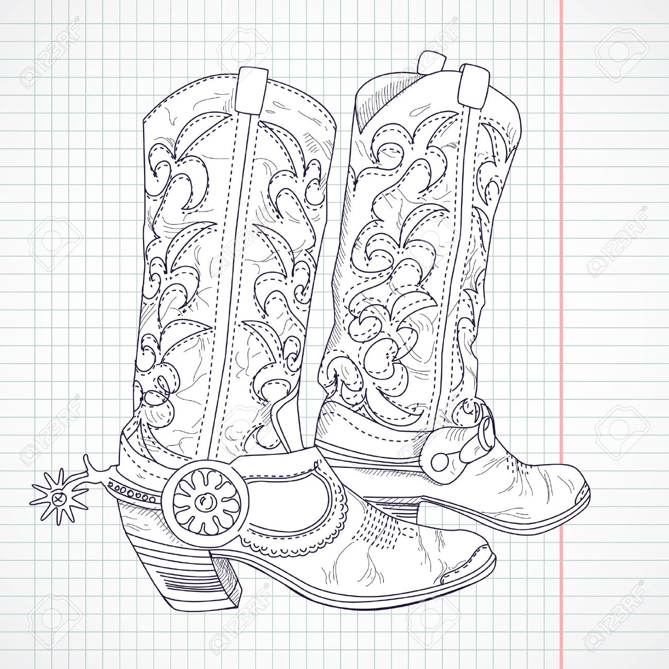 How To Draw Cowboy Boots - Vrogue