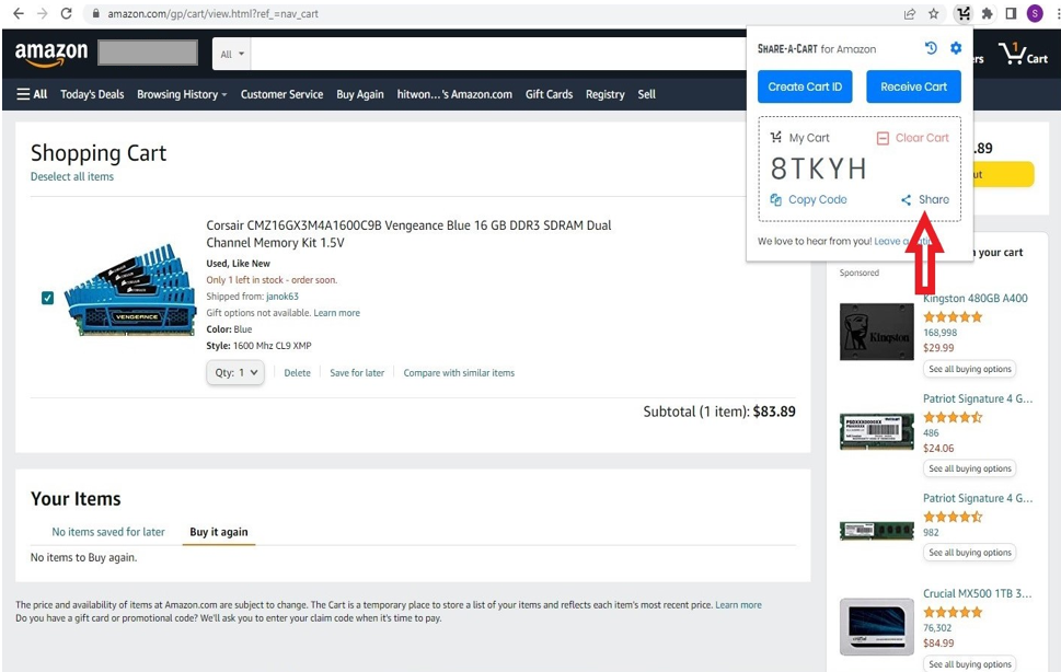 how to send amazon cart to someone How to share amazon cart with someone