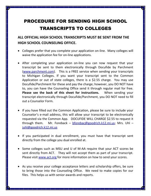 how to send transcripts to colleges Free college transcript template for word