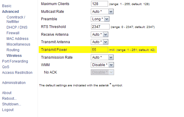 how to increase the cb transmit power Average total transmit power (dbm) versus the minimum required sinr of