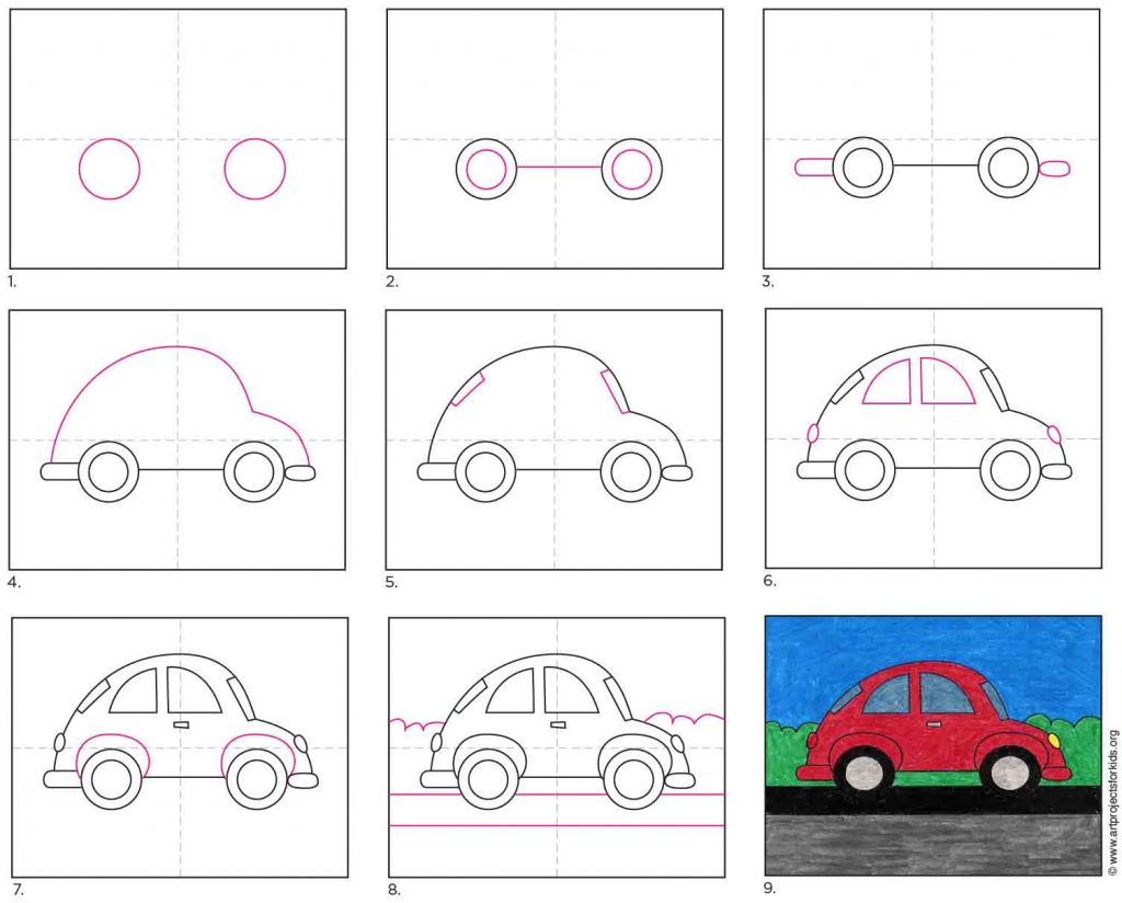 Simple Car Drawing Step By Step : Car Easy Kids Step Simple Police