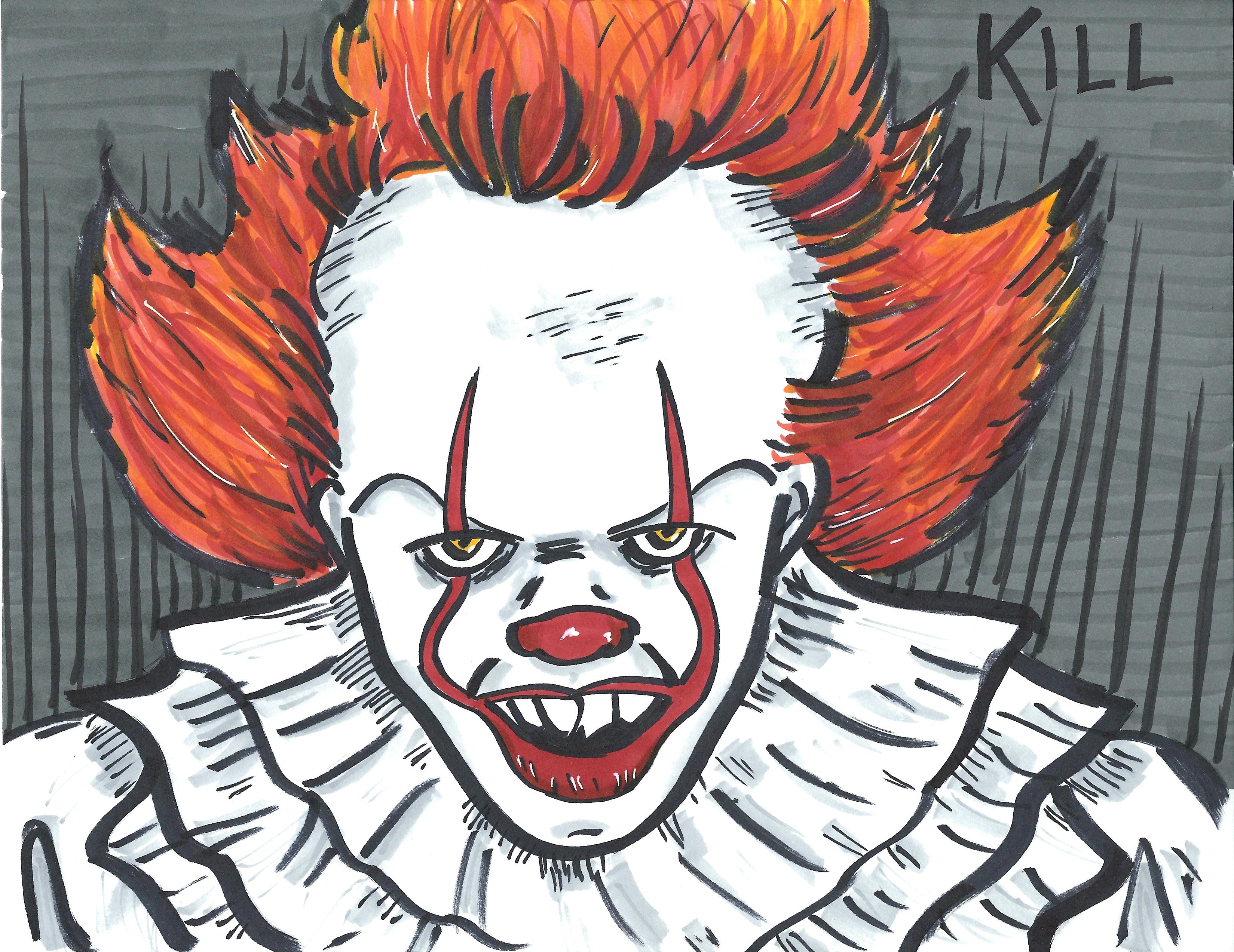 New Pennywise drawing while I patiently wait for the movie : r/stephenking