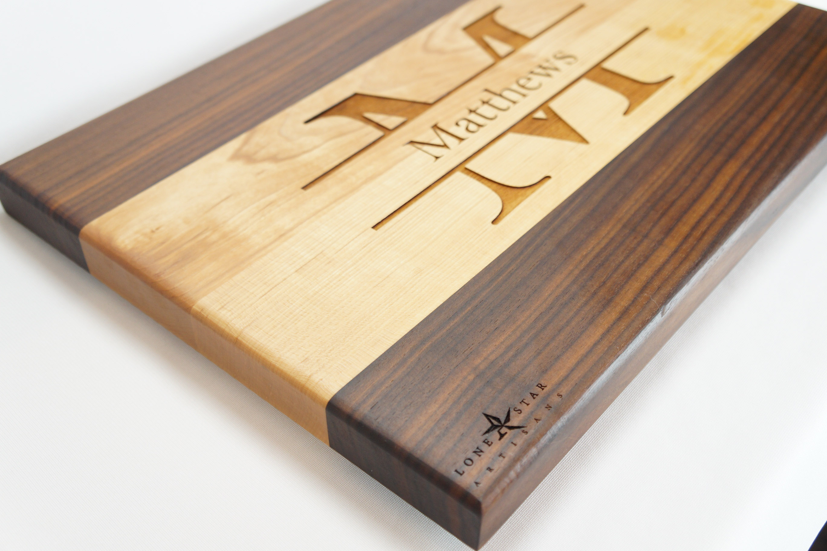 Laser Engraved Maple/Walnut Cutting Board - Lone Star Artisans